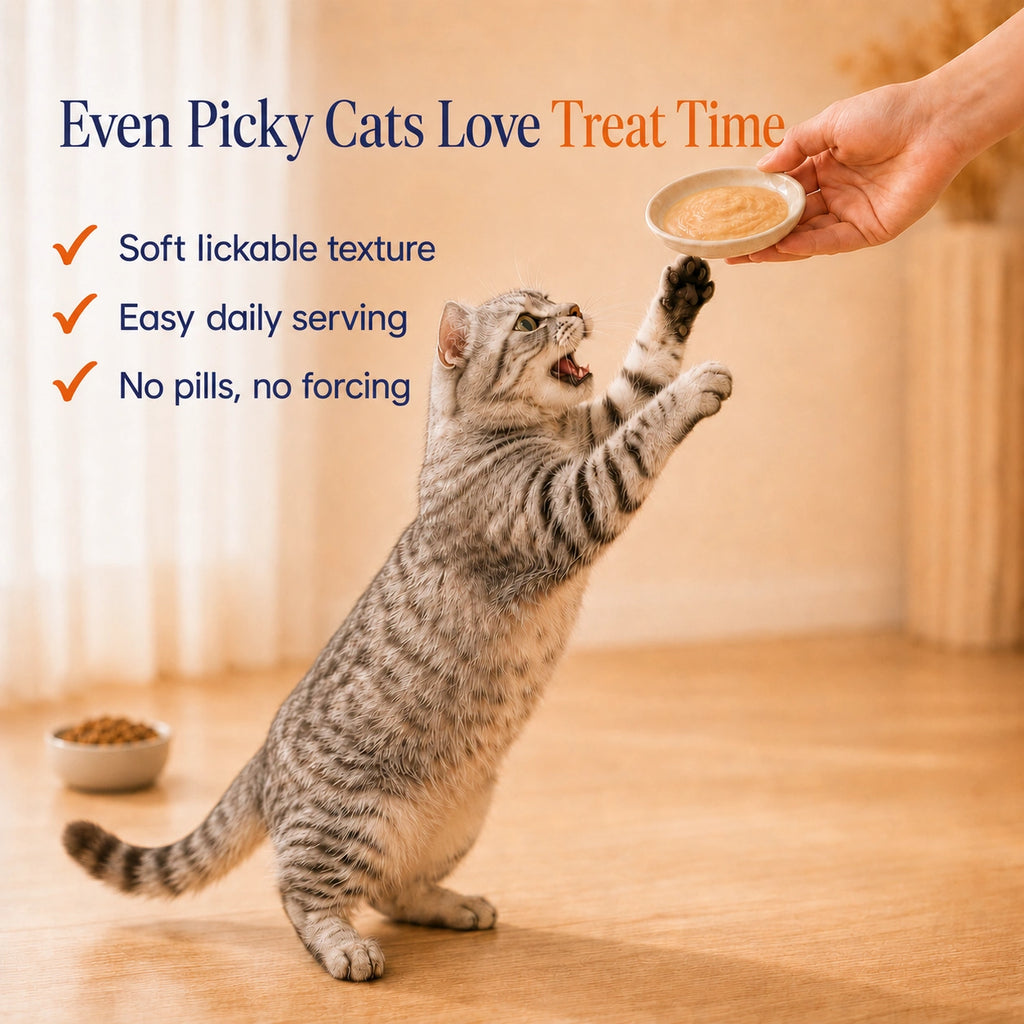 Easy-to-serve lickable treat for cats